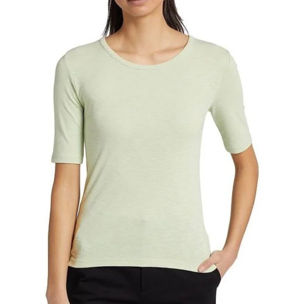Vince Elbow Sleeve Scoop Neck Rib Knit T-Shirt